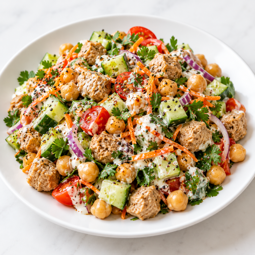 High Protein Vegetarian Soya Chickpeas Salad