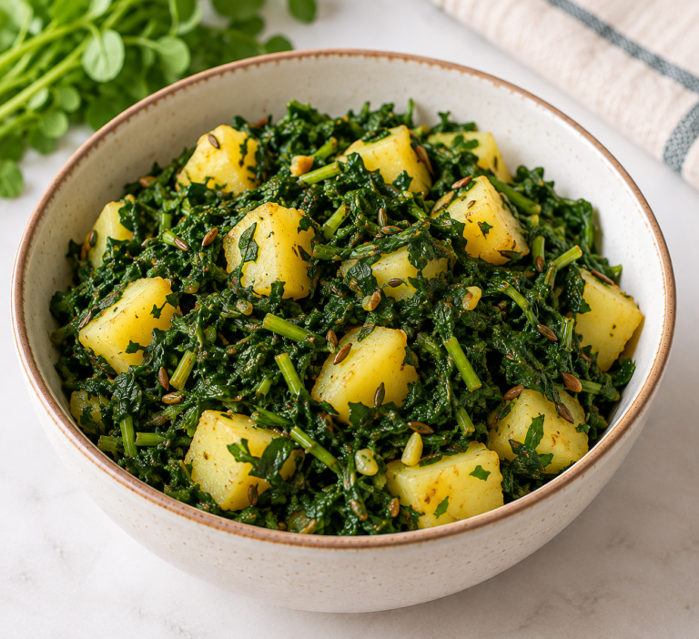 Sauteed Methi Leaves with Boiled Potato