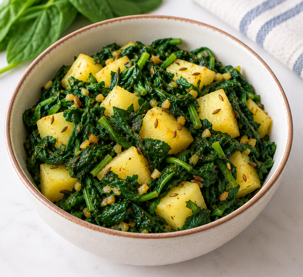 Sauteed Spinach with Boiled Potato