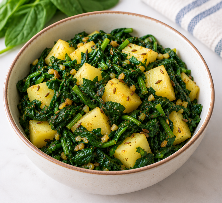 Sauteed Spinach with Boiled Potato